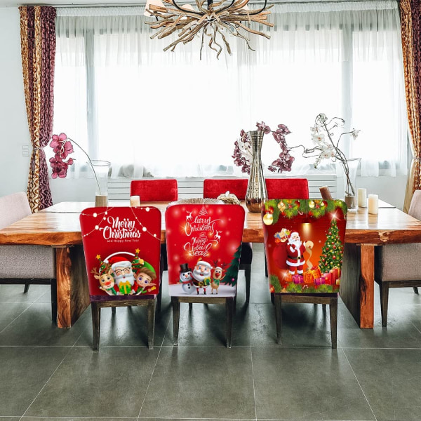 Set med 4 julstolsöverdrag, Textil, 55 x 44 cm, Flerfärgad