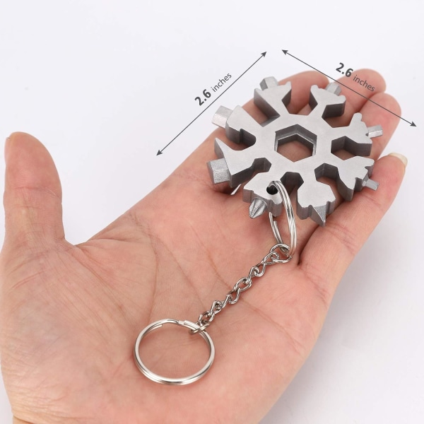 Snowflake Multi-Tool 18-i-1 platt korsskruvmejselsats Funktion Flasköppnare/nyckel i rostfritt stål (silver) Sunmostar