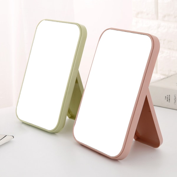 2st HD hopfällbar sminkspegel Bärbart bärbart skrivbord sminkspegel Fyrkantigt sovsal skrivbord liten spegel, rosa och grönt Betterlifefg