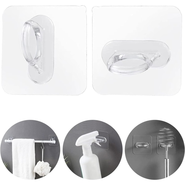8-packs runda krokar för garderobsstång, duschdraperi, flaskhållare, väggfäste för kök, hem, badrum, tillbehör (Transparent, 7*7 cm) Sunmostar