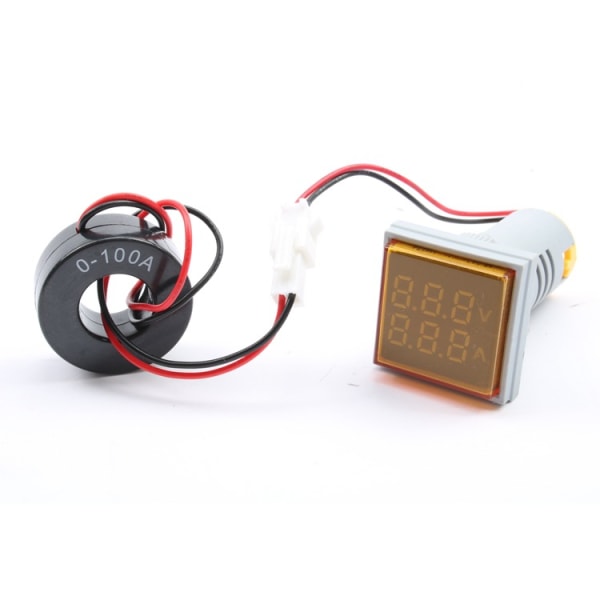 LED-indikator Digital Display Spänningstestare, Strömdetektor Dubbel Display Panel 22mm (1 st Gul) Sunmostar
