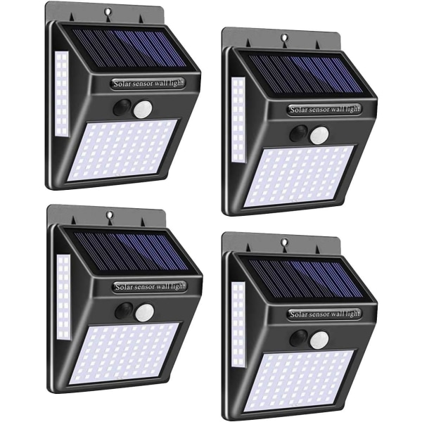 4-pack Super Bright 100 LED-solljus, IP65 vattentät, trådlös, rörelsesensor, säkerhetssolljus för ytterdörr, trädgård, uteplats, Gar Sunmostar