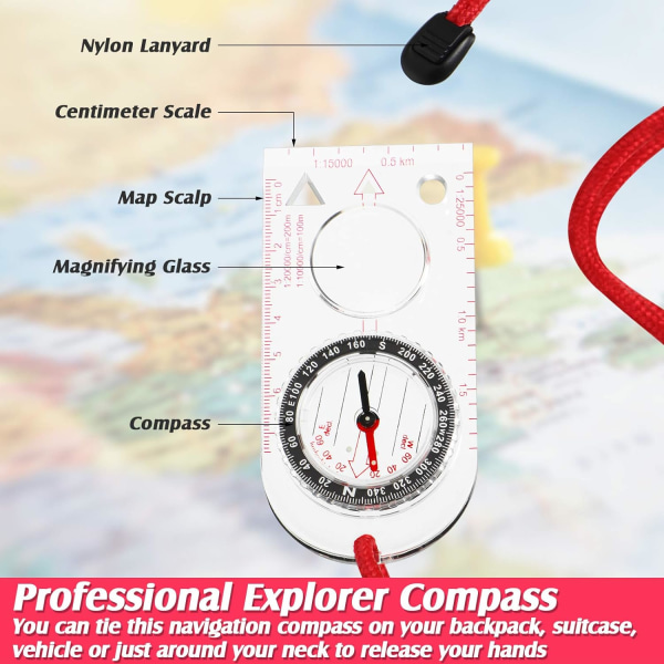 Navigationskompass Orienteringskompass Scoutkompass Vandringskompass med justerbar deklination för expeditionskartläsning, navigation Sunmostar