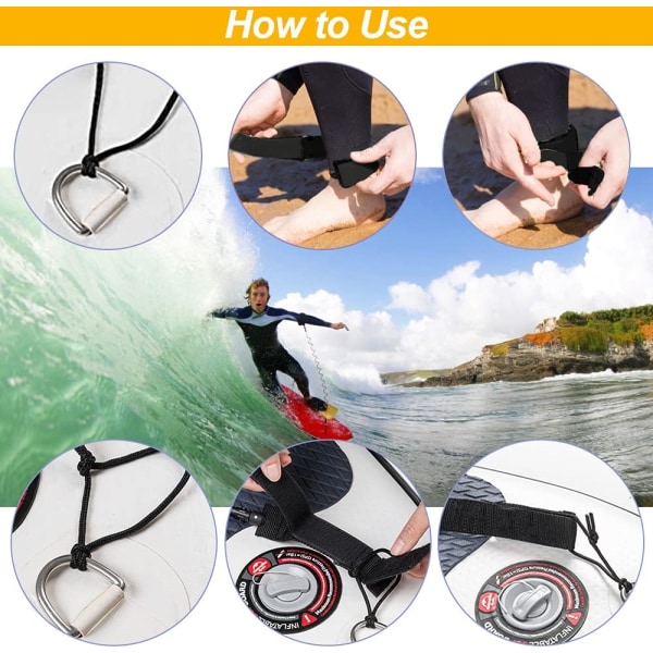 Surfing koppel Paddle Board Ankel Strap Surfing Leash Coiled