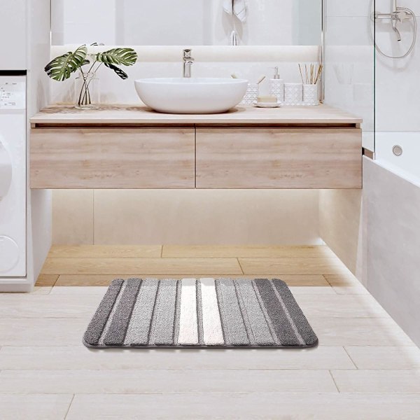 Halkfri badmatta, extra mjuk badrumsmatta, maskintvättbar, vattenabsorberande, 40 x 60 cm, grå