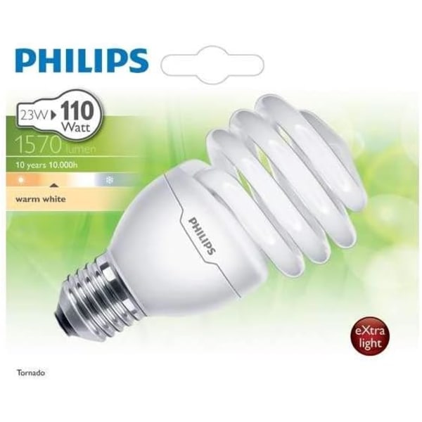Spiral FluoCompact Bulb E27 Base 23 Watt Förbrukad glödlampa Ekvivalens: 110W [Energiklass A]