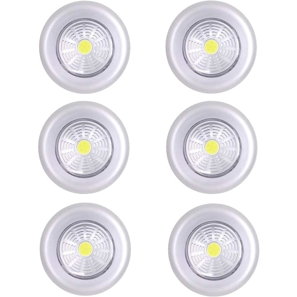 LED självhäftande lampor för skåp, självhäftande lampor för kök, skåplampor, garderobsbelysning, batteridrivna LED-skåplampor，Pack med 6