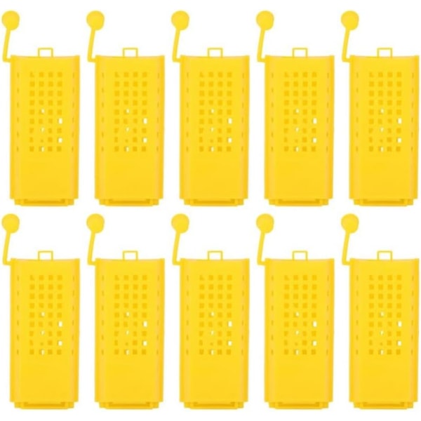 10st Drottningburar, Biodlingsuppfödningskoppsats Plast Bidrottningbur Markeringsrulle Transportfångare Insektslåda Biodlarutrustning Verktyg - gul