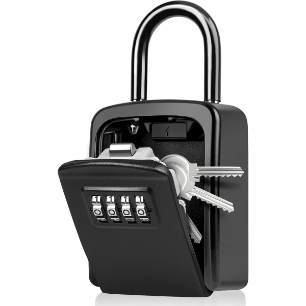 Säkerhetsnyckelbox Nyckelbox med kod [Väderbeständig] [Med avtagbart handtag] Bärbar Mini Secure Key Box Återställbar kod för utomhus och inomhus Sunmostar