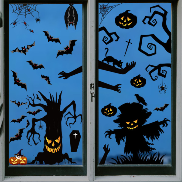 1Set Halloween Dekoration Halloween Fönster Klänger, Pumpa Lights Spider Ghost Avtagbart fönsterdekal Sunmostar