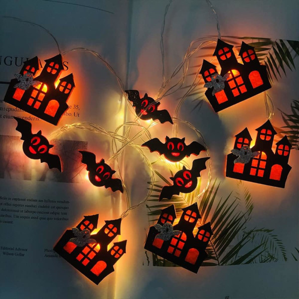 Halloween Fairy Lights, 3 m Bat String Lights, 20 LED Bat String Lights Batteridriven, Halloween Dekor Slott för Halloween Party Kids Gif Sunmostar
