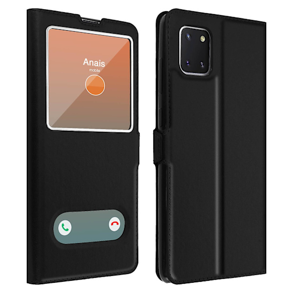 Galaxy Note 10 Lite Cover Dobbelt Vindue Video Stand Sort