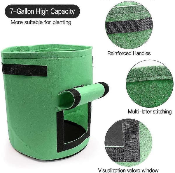 Potatisodlingspåsar, 3-pack 7 Gallon Potatisodlingspåsar Grönsaksodling