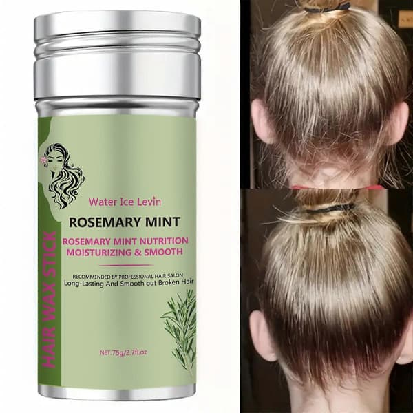 Rosmarinmynte Hårvoksstift - Kontroll av flyvehår og stylingpomade for barn, kvinner og menn - Hårknute-maker og tilbehør 2PCS