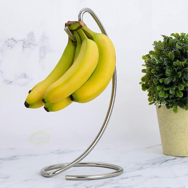 Bananhenger - Bananholder i rustfritt stål med solid stativ og krok.