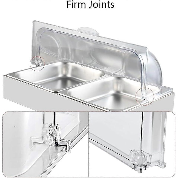 Full Size Chafing Dish Lock, 2-pack, Klar Plast Roll Top Display Lock för Bageri och Desserter, Rektangulär