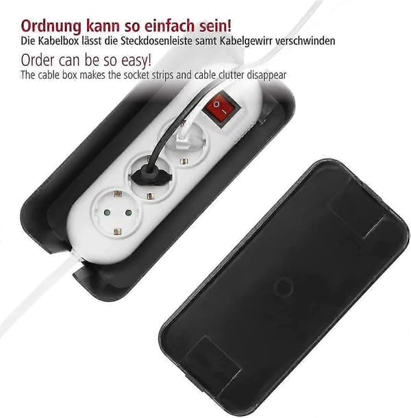 Kabelboks \"mini\" (kabelboks, 23 x 11,5 x 11,8 cm, med gummifødder) Sort