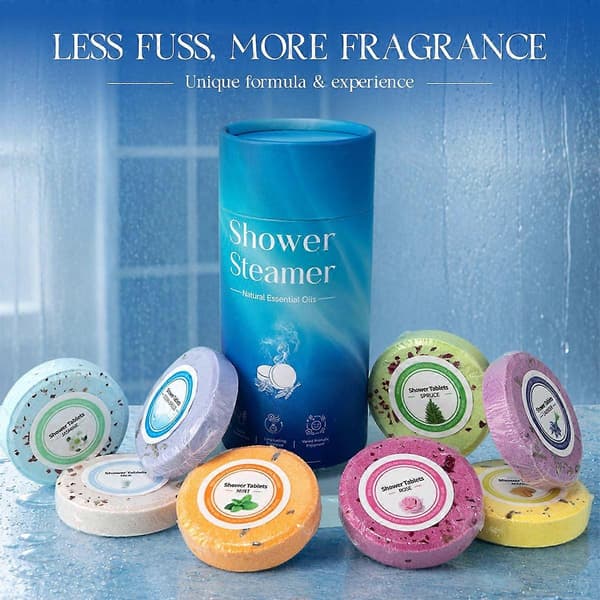 8-pack duschångare aromaterapi tabletter, naturliga eteriska oljor duschbomber, avkopplande egenvårds-spa-presentkit, lyxiga hemma-badpresenter för kvinnor, mamma 1pcs