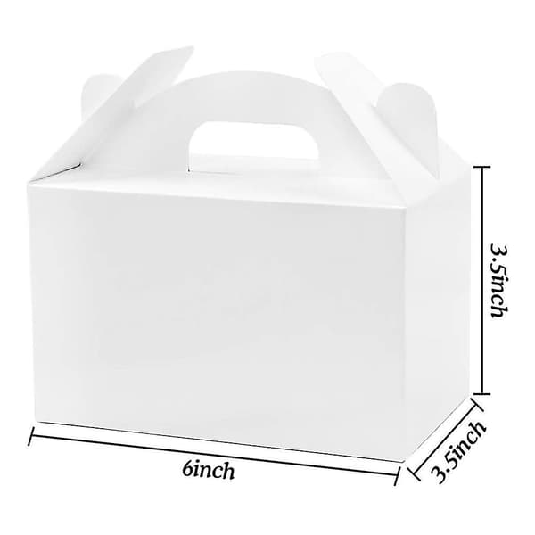 48-pakning hvite gaveesker med hank til fest, bursdag og babyshower 15x9x9 cm