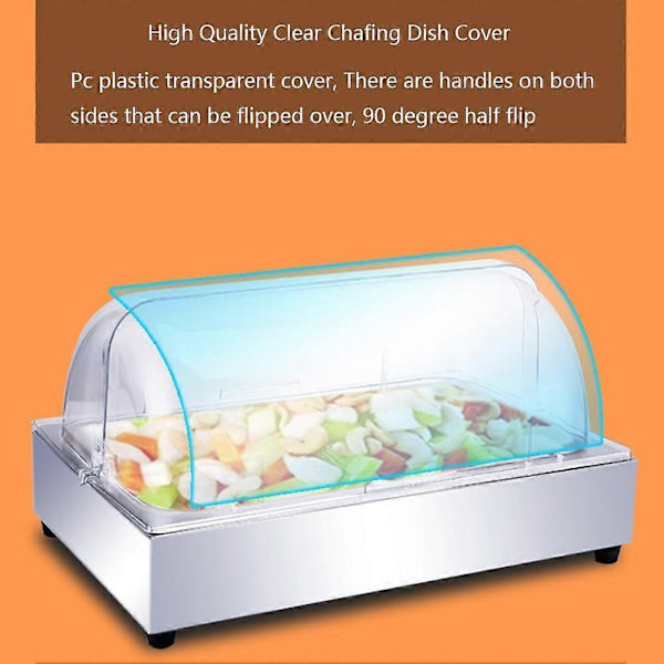 Full Size Chafing Dish Lock, 2-pack, Klar Plast Roll Top Display Lock för Bageri och Desserter, Rektangulär