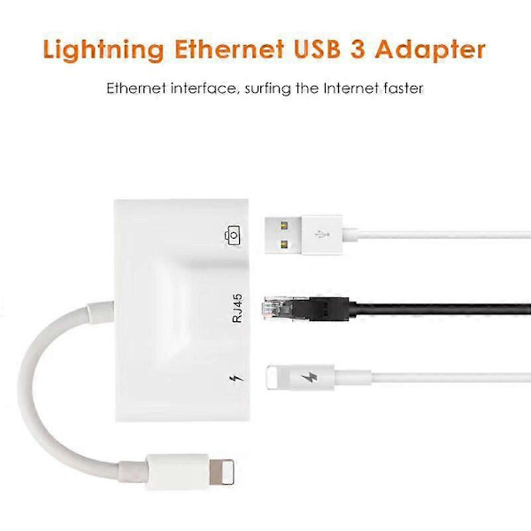 Til iPhone iPad Lightning til RJ45 Ethernet LAN 10 100Mbps Netværks Ethernet Adapter med Lightning 8P