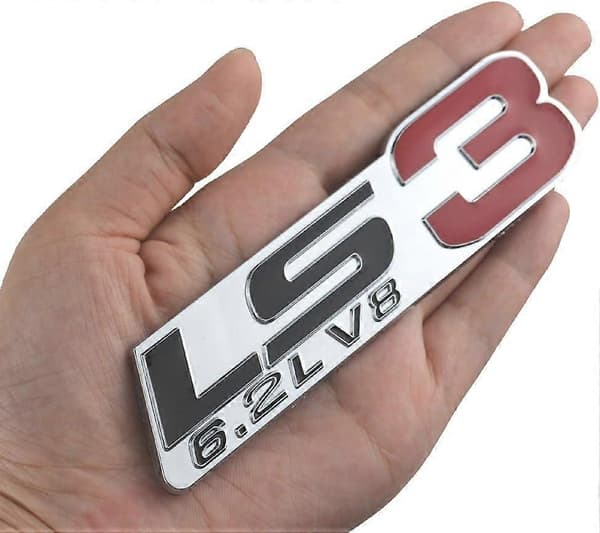LS3 6.2L V8 motor emblem märke, för GM Chevy Chevrolet Silverado par krom. (Röd)