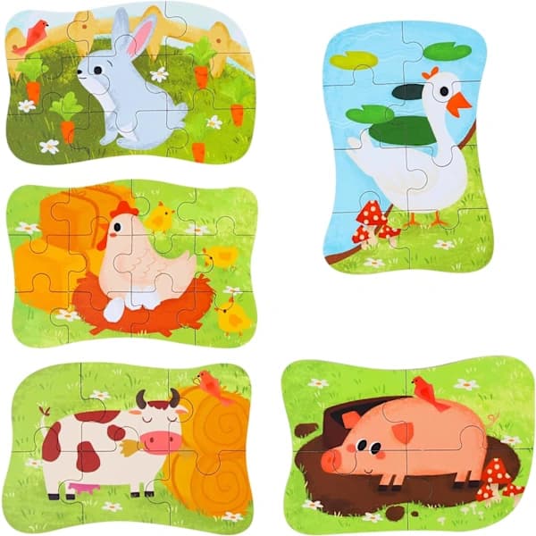 Djurpussel för barn 2 3 4 år, 5 olika svårighetsgrader A