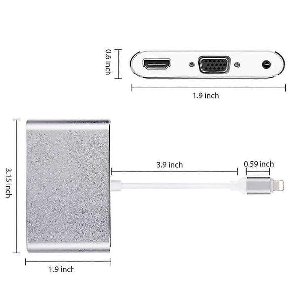 1080p Lightning til HDMI VGA Audio Video Adapter Konverter til Apple