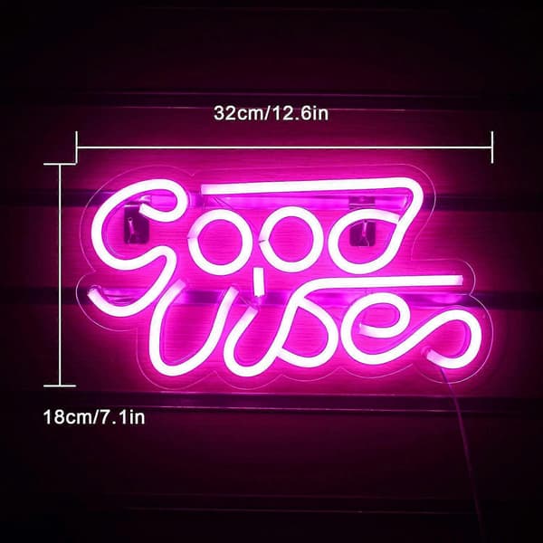 Rosa positiva vågor Neonskylt Led Neon Väggskyltar Usb Neonskylt Dekor För Barnrum Sovrum Bar Butik