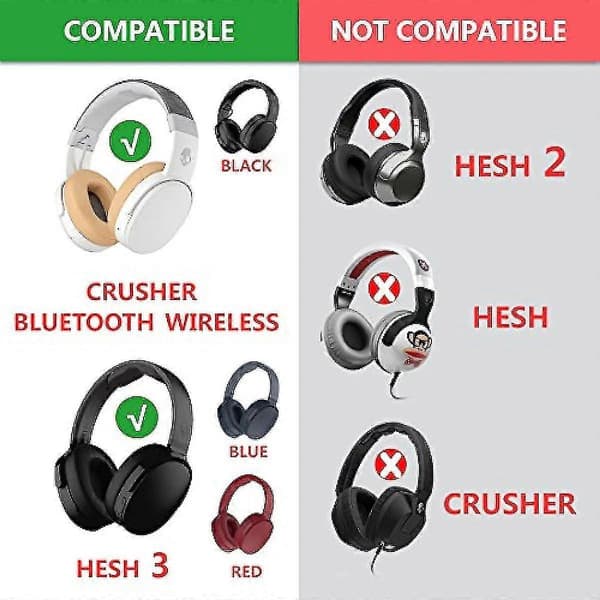 Quickfit Udskiftningsørekopper til Skullcandy Crusher Wireless Crusher Evo Crusher Anc Hesh 3 Hesh Evo Hesh Anc