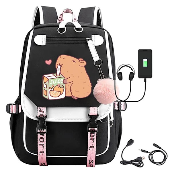 Capybara studentryggsekk med USB-ladeport M002