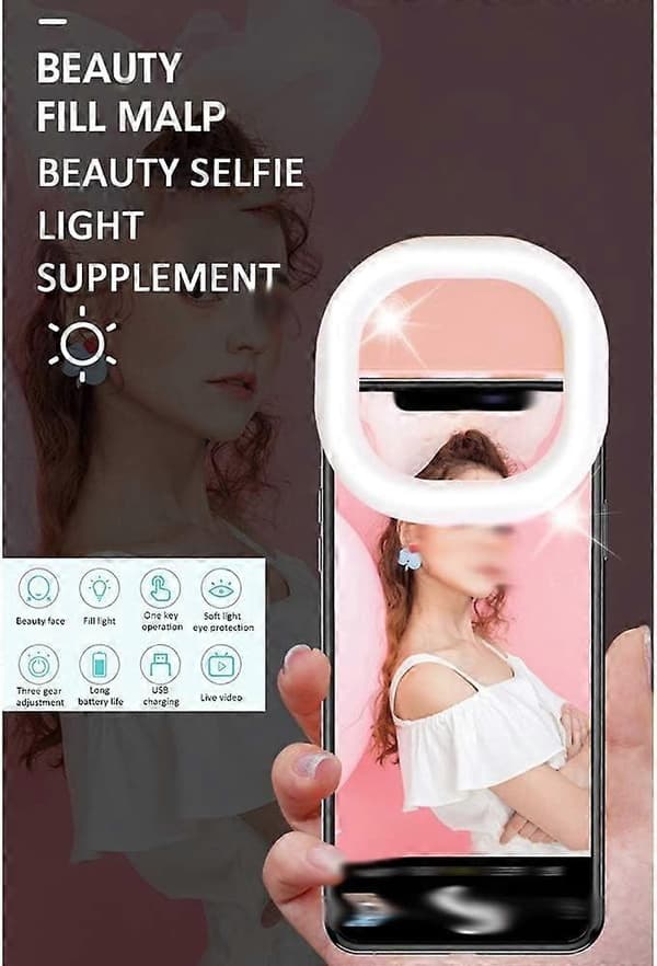 LED Selfie Ring Light Belysningsringblixtar (Färg : Rosa)