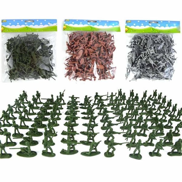 100 stk. grønne hærmænd - militære actionfigurer til børneleg