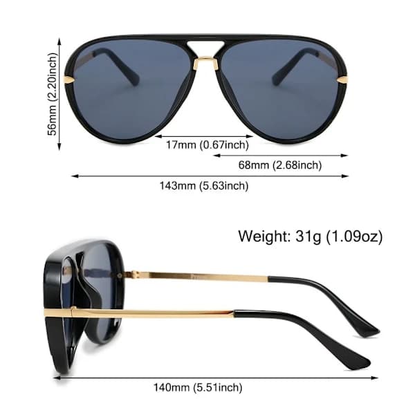 Solbriller med øvre stang, gradient, SORT Black