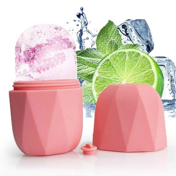 Pink silikone kølende ansigtsmassagerulle