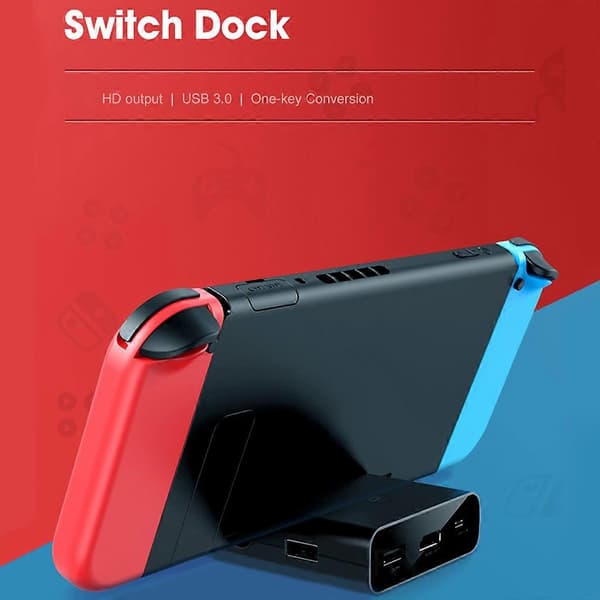 For Switch/Switch Lite konsoll videokonverterer bærbar Mini HDMI-kompatibel TV-dokkingladestasjon lader svart