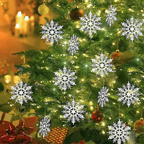 30 stk snøfnuggdekorasjon Snøfnuggdekorasjon Juletrepynt Snøfnugg til oppheng