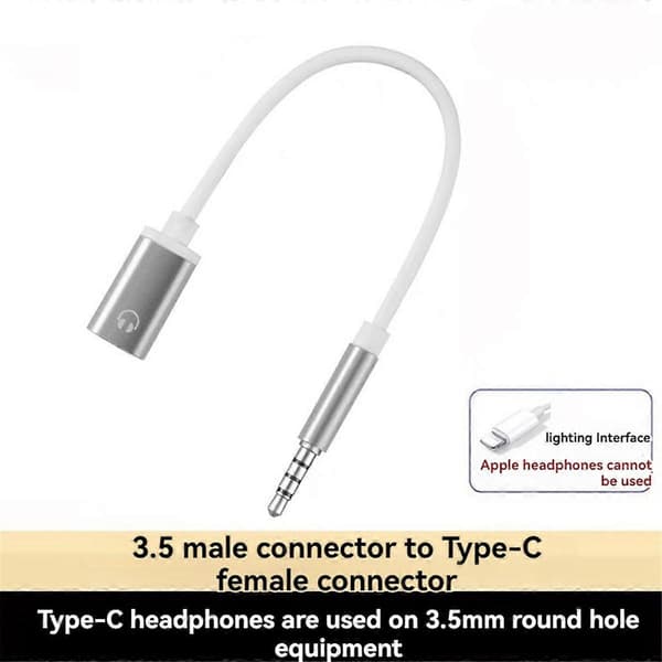 3,5 mm han til Type C hun lydkabel, analog lydstik hovedtelefon lydadapter til MP3-afspiller, bærbar computer, tablet C