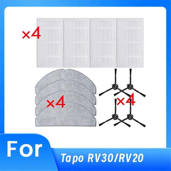 For RV30/RV20 Robot Støvsuger Feiemaskin Tilbehør Sidebørste Klut Filter