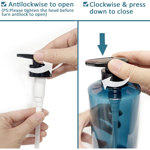 2 x 300 ml/10 oz tomma pumpflaskor – påfyllningsbara plastflaskor för schampo, handsprit/diskmedel