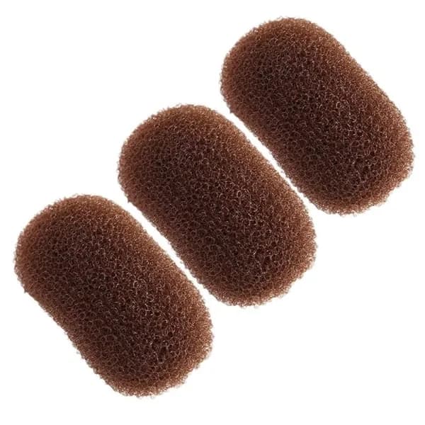 3 st Hårnålar för volym, Puffy Hårkudde Brun Brown
