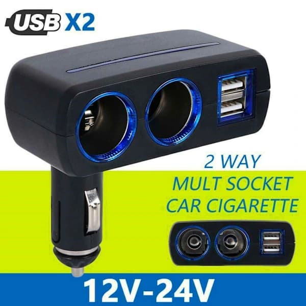 12V Bil Cigarettænder Stik Adapter Dobbelt USB Dobbelt Q2D3 Splitter Hurtigforbinder