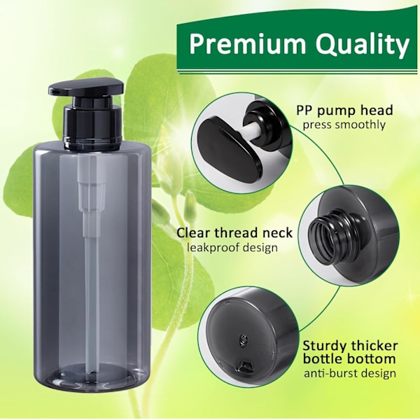 2 x 300 ml/10 oz tomma pumpflaskor – påfyllningsbara plastflaskor för schampo, handsprit/diskmedel