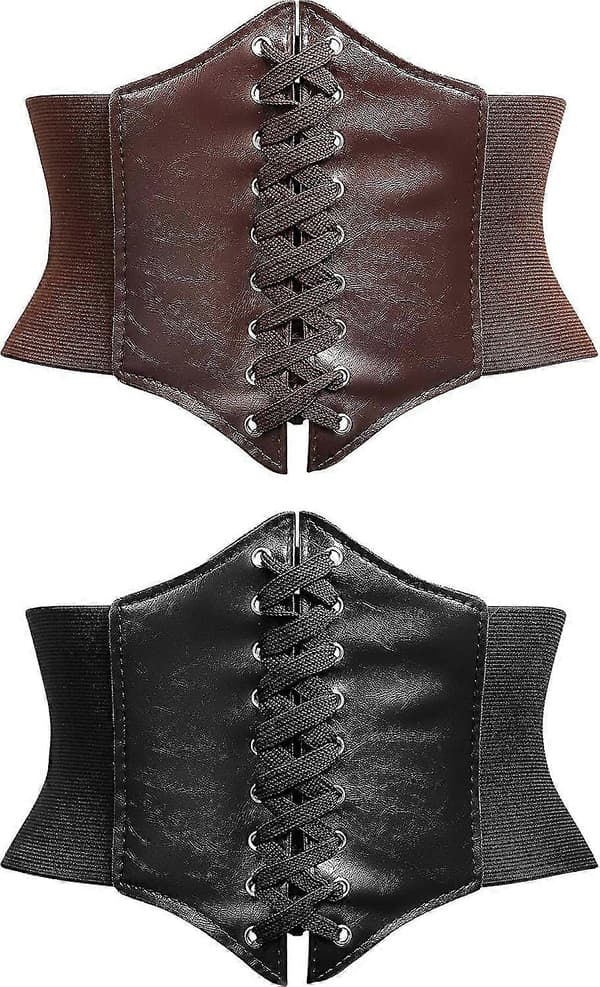 2 stk. Steampunk Korset Bælte Retro Bredt Korset Bælte Elastisk Bælte Bundet