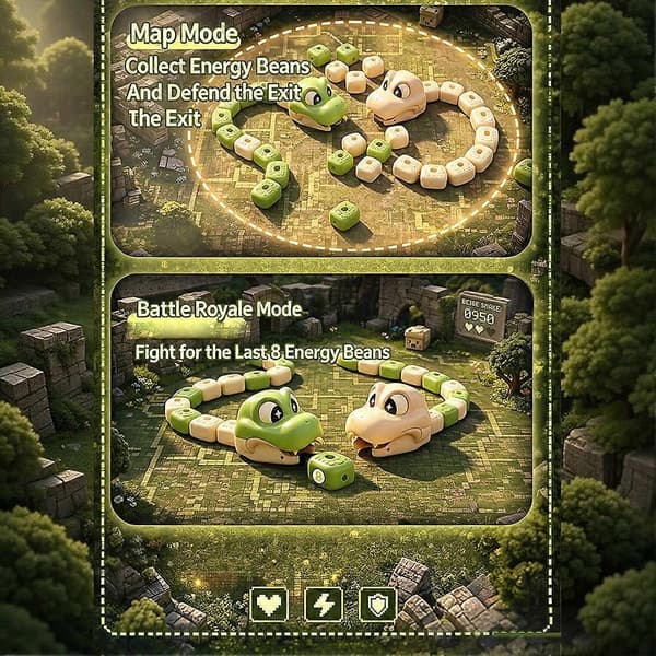 Fjärrkontroll Magnetisk Orm Leksaksbil Sträckbar RC Orm Strid Spel Leksak Inomhuslek Present för Pojkar och Flickor Green and Beige