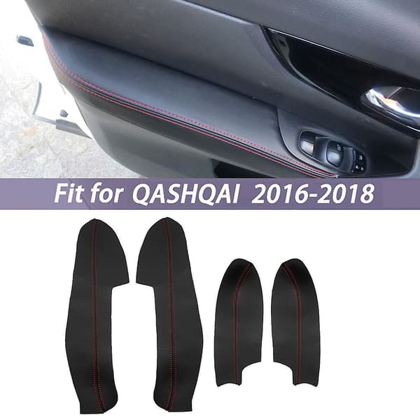 PU Läder Inredning Dörr Armstöd Panel Skydd Trim för J11 2016 2017 2018 Svart+