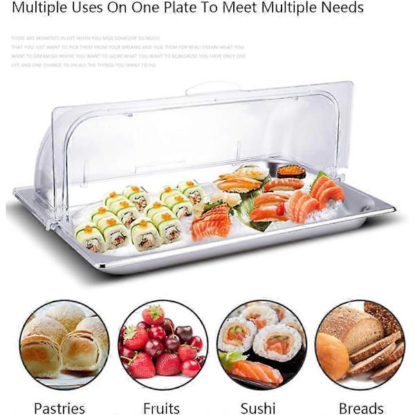 Full Size Chafing Dish Lock, 2-pack, Klar Plast Roll Top Display Lock för Bageri och Desserter, Rektangulär