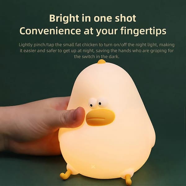 Nattlys for barn, kyllinglampe med berøringssensor og timer, oppladbart silikon varmt lys