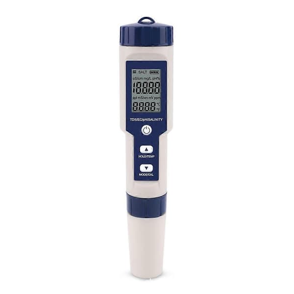 5 i 1 Digital TDS/EC/PH/Salthalt/Vattentemperaturtestare för hydroponik/akvarium/pool/dricksvatten