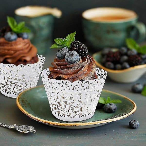 50 stk. hvite muffinsformer muffinsformer til festdekorasjon